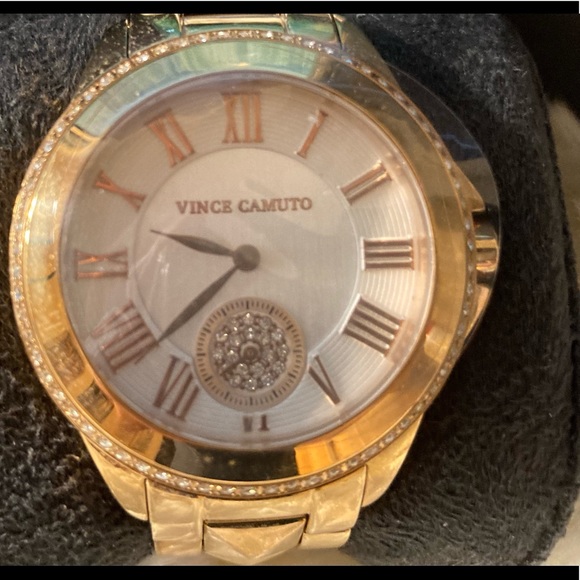 Vince Camuto Genuine Crystal Accented Gold Watch - Picture 4 of 8